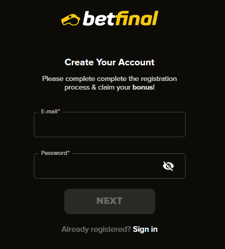 Betfinal Sign Up